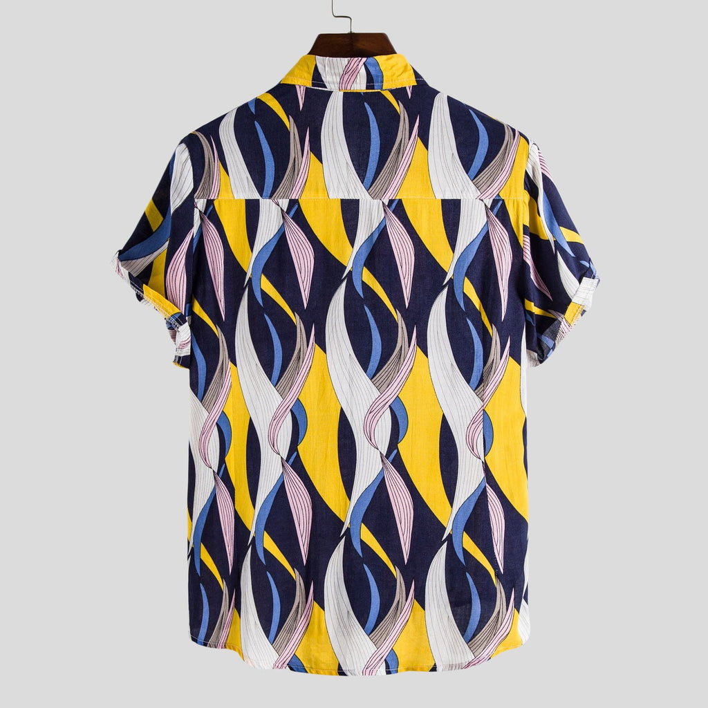 Women's Short-Sleeve Shirt with Creative Wave Pattern and Airy Fit