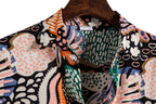 Women's Short-Sleeve Shirt with Vibrant Botanical Print and Comfortable Fit