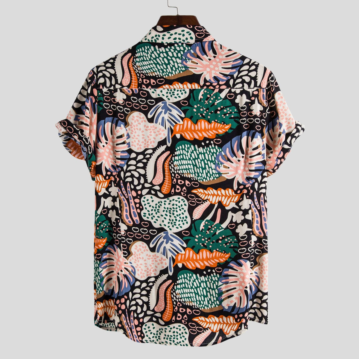 Women's Short-Sleeve Shirt with Vibrant Botanical Print and Comfortable Fit