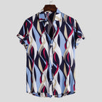 Women's Short-Sleeve Shirt with Creative Wave Pattern and Airy Fit