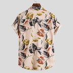 Women's Short-Sleeve Shirt in Breathable Fabric with Floral Print