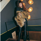 Women's Glamorous Faux Fur Cropped Coat with Voluminous Sleeves
