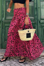 High-Waisted Bootcut Pants with Playful Print