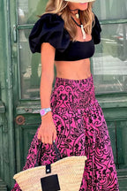 High-Waisted Bootcut Pants with Playful Print