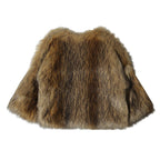 Women's Glamorous Faux Fur Cropped Coat with Voluminous Sleeves