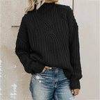 Women's Chunky Knit High-Neck Cable Sweater