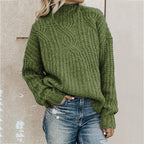 Women's Chunky Knit High-Neck Cable Sweater