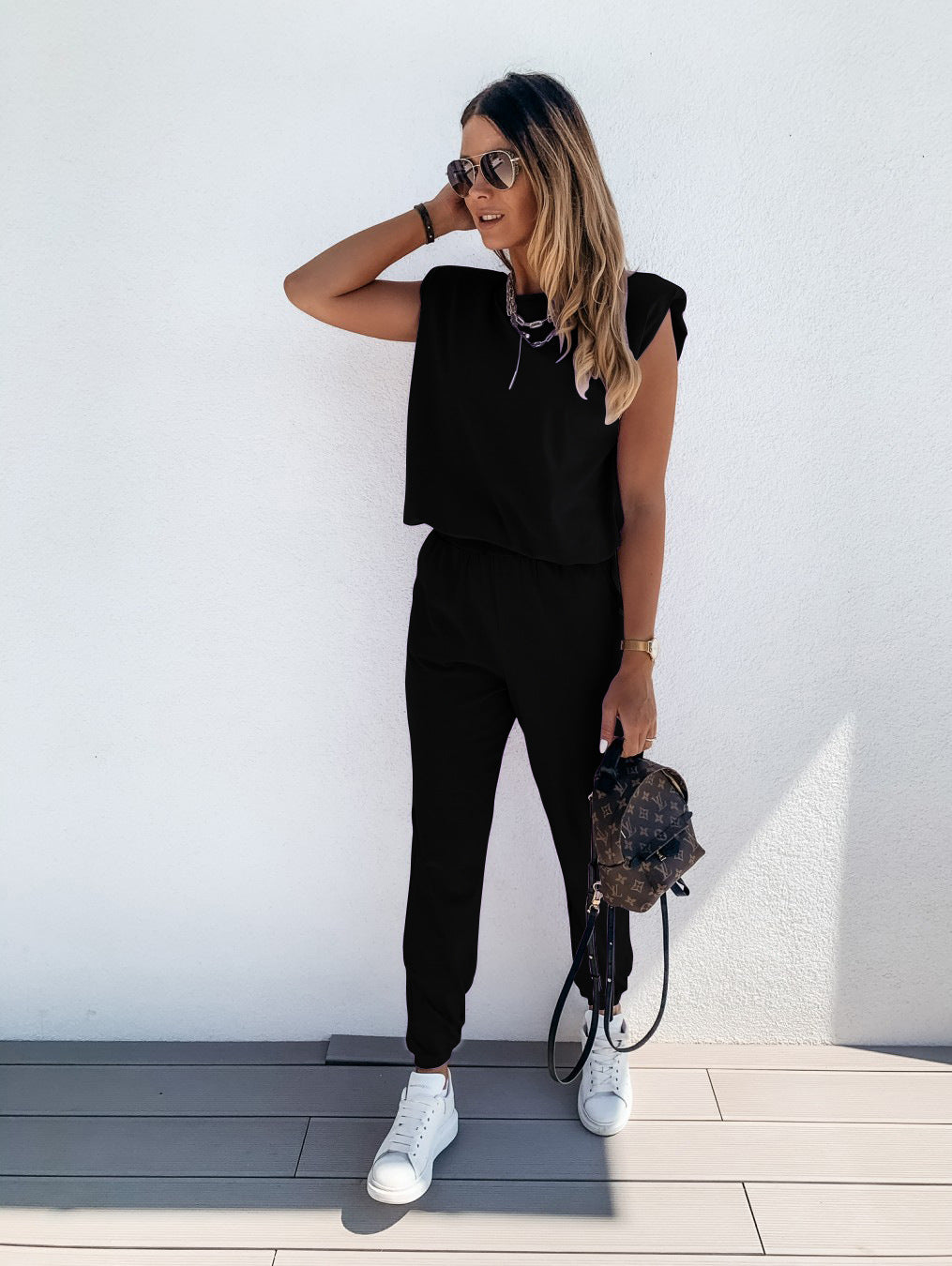 Women's Casual Jumpsuit with Soft Elastic Fabric