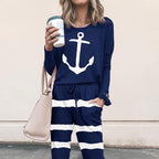 Women's Floral Print Loungewear Set with Elastic Waist