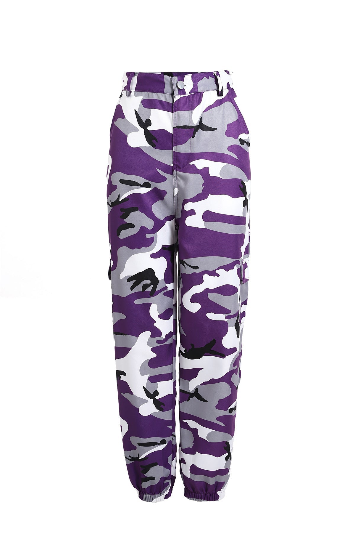 Women's Camouflage Cargo Pants with Elastic Waistband and Practical Pockets