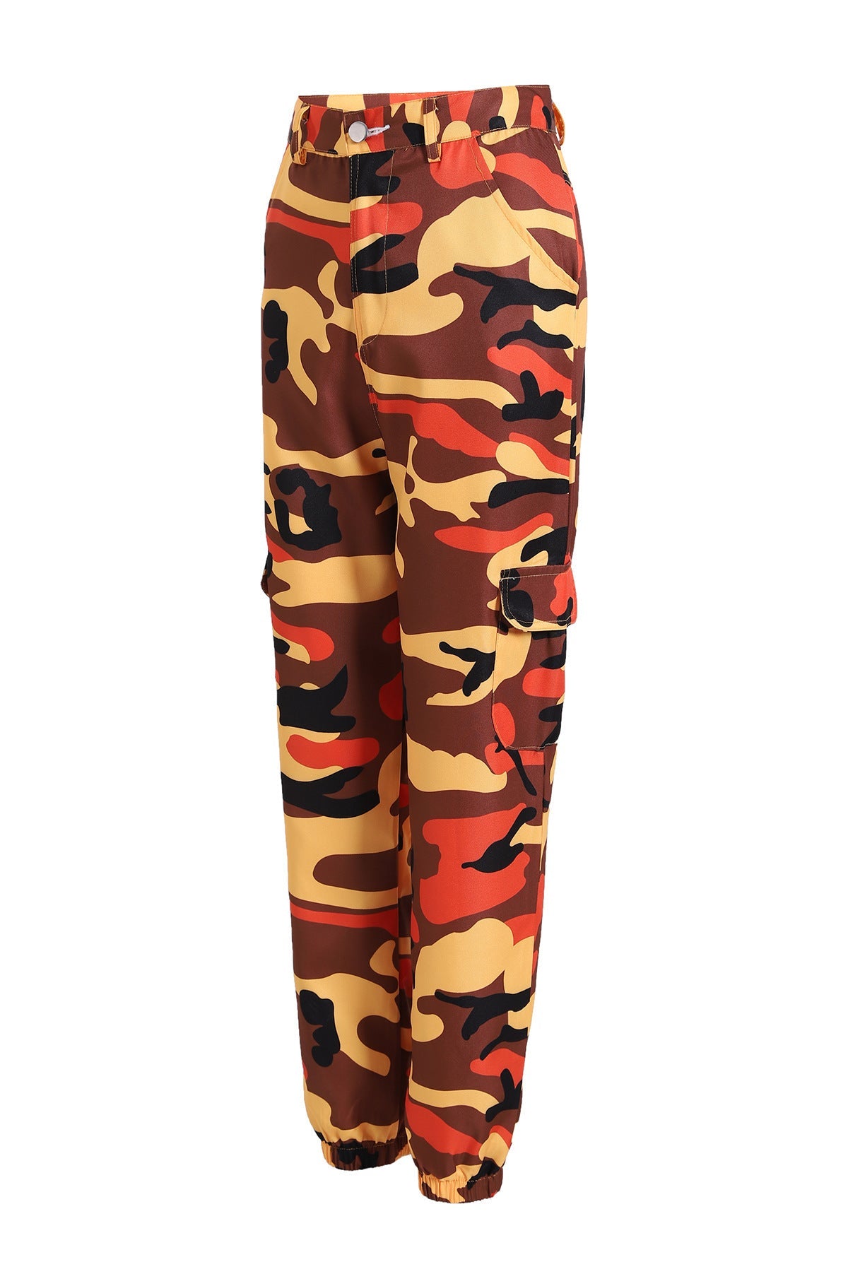 Women's Camouflage Cargo Pants with Elastic Waistband and Practical Pockets