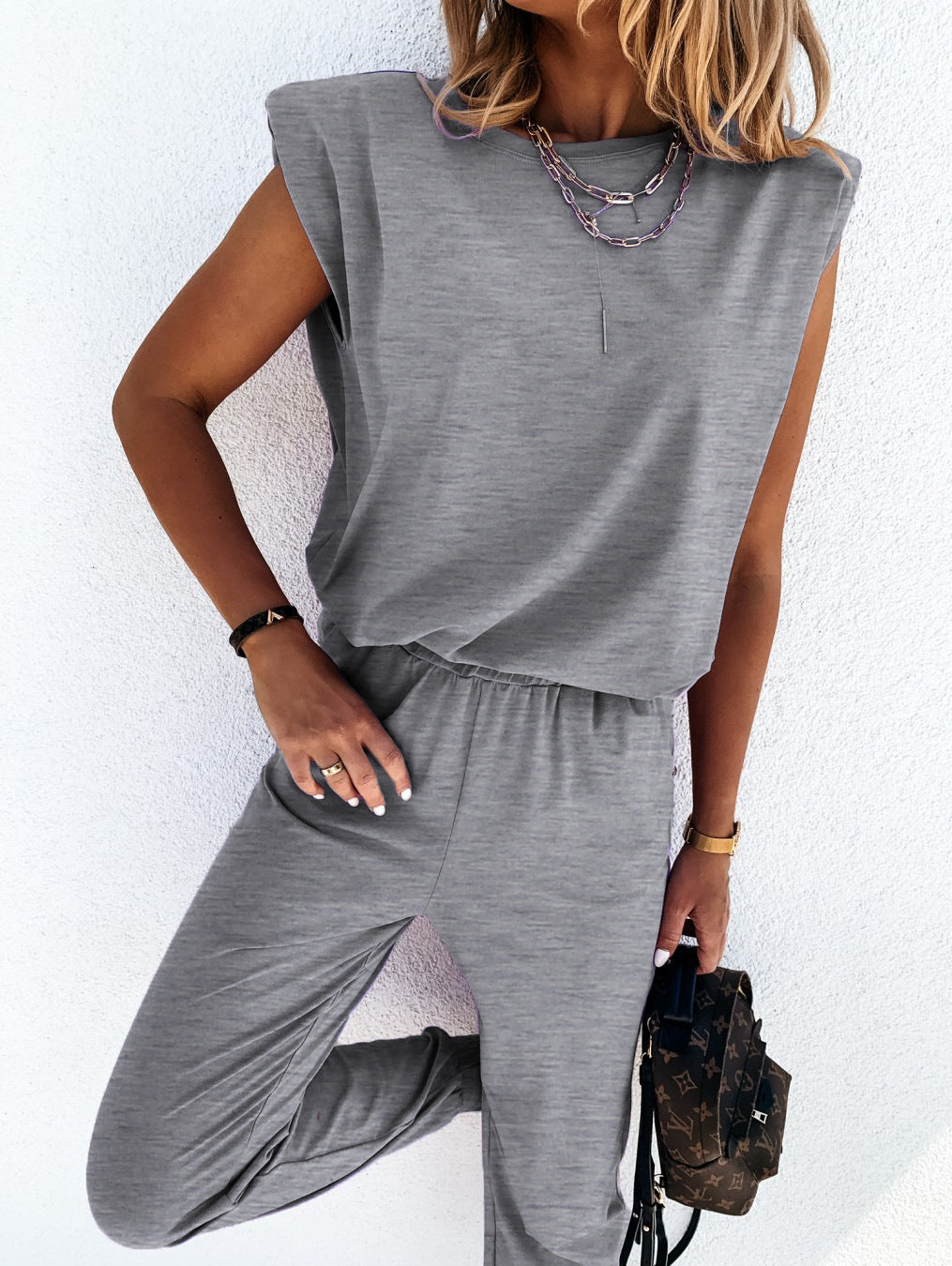 Women's Casual Jumpsuit with Soft Elastic Fabric