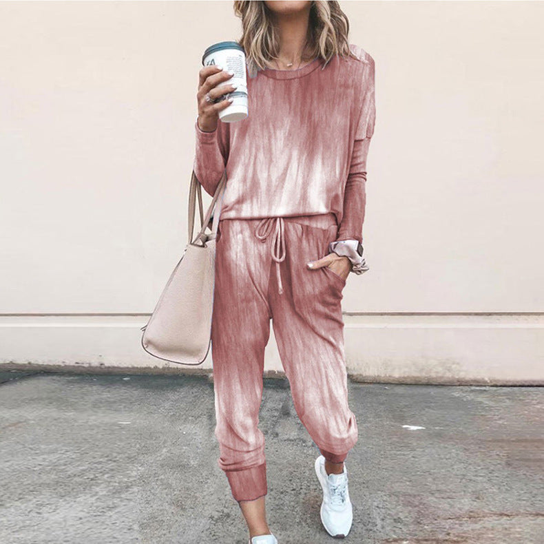 Women's Floral Print Loungewear Set with Elastic Waist