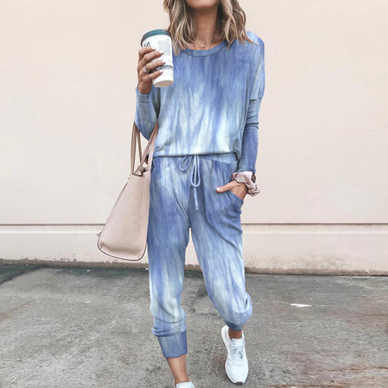Women's Floral Print Loungewear Set with Elastic Waist