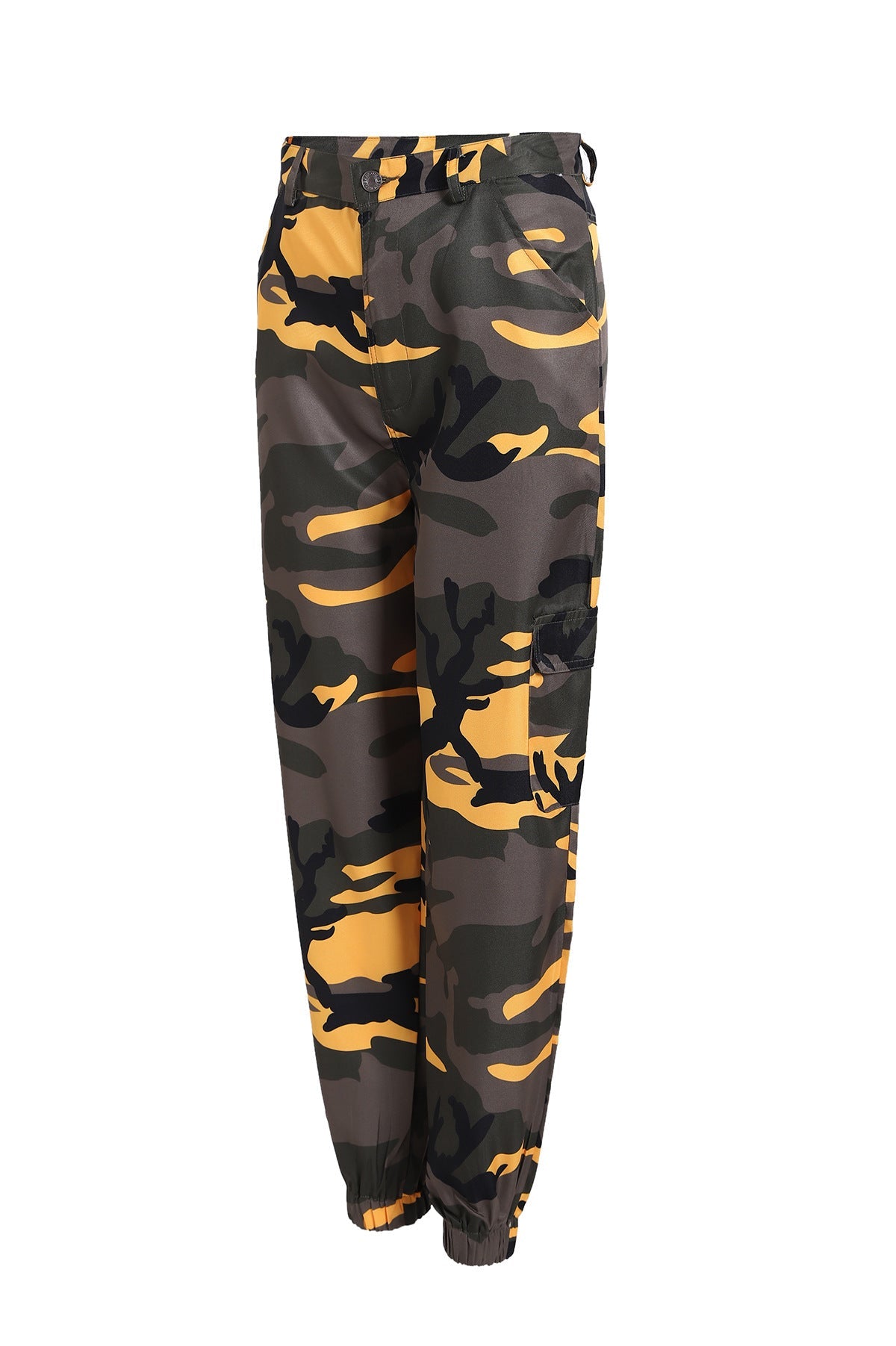 Women's Camouflage Cargo Pants with Elastic Waistband and Practical Pockets