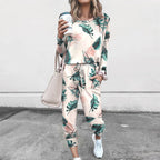 Women's Floral Print Loungewear Set with Elastic Waist