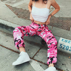 Women's Camouflage Cargo Pants with Elastic Waistband and Practical Pockets