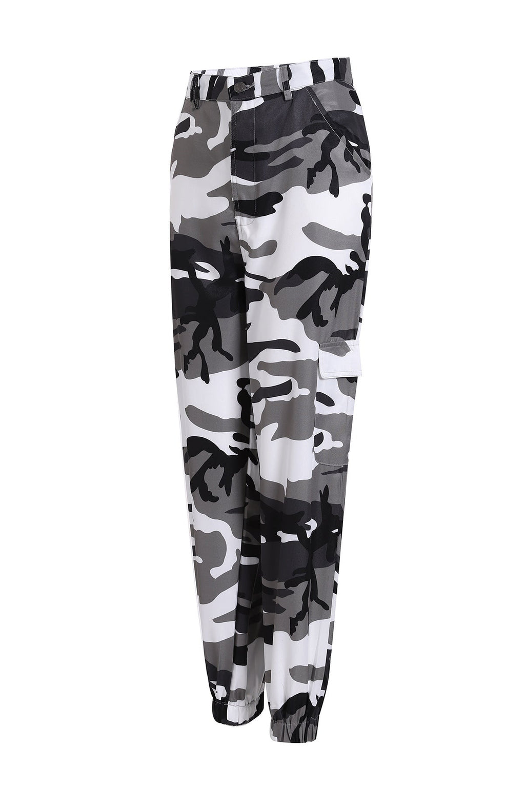Women's Camouflage Cargo Pants with Elastic Waistband and Practical Pockets