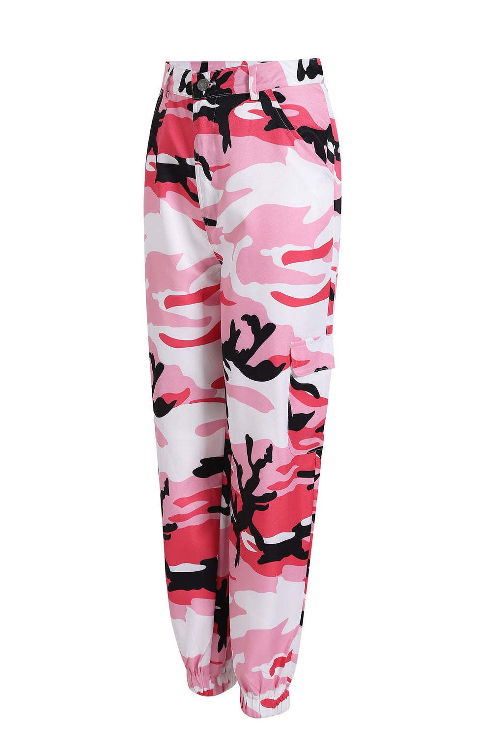 Women's Camouflage Cargo Pants with Elastic Waistband and Practical Pockets