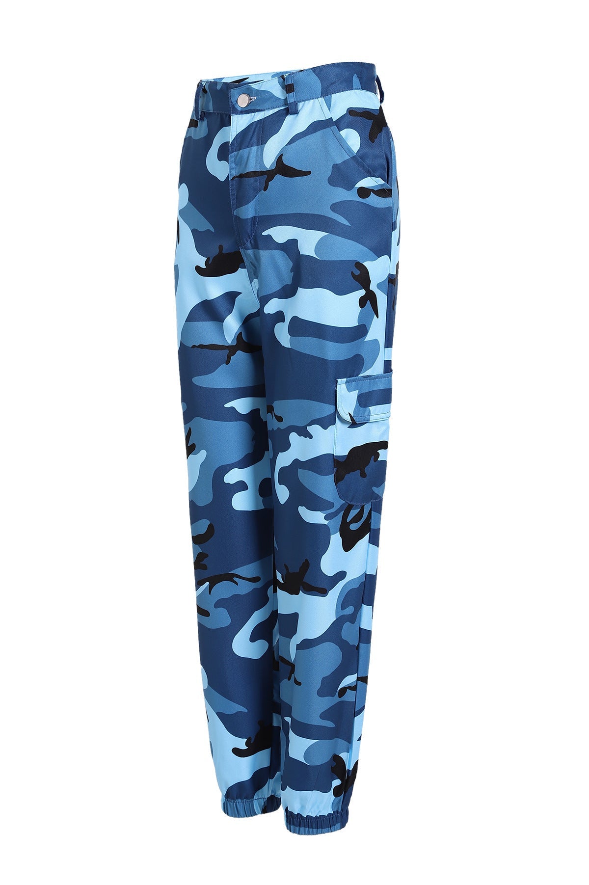 Women's Camouflage Cargo Pants with Elastic Waistband and Practical Pockets