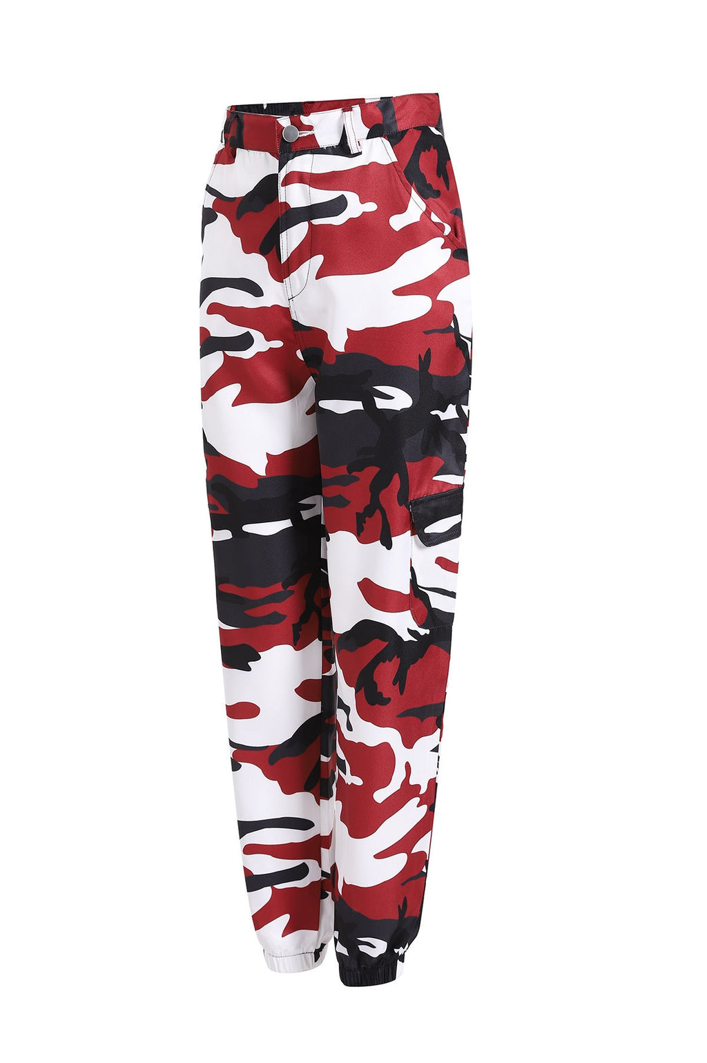 Women's Camouflage Cargo Pants with Elastic Waistband and Practical Pockets