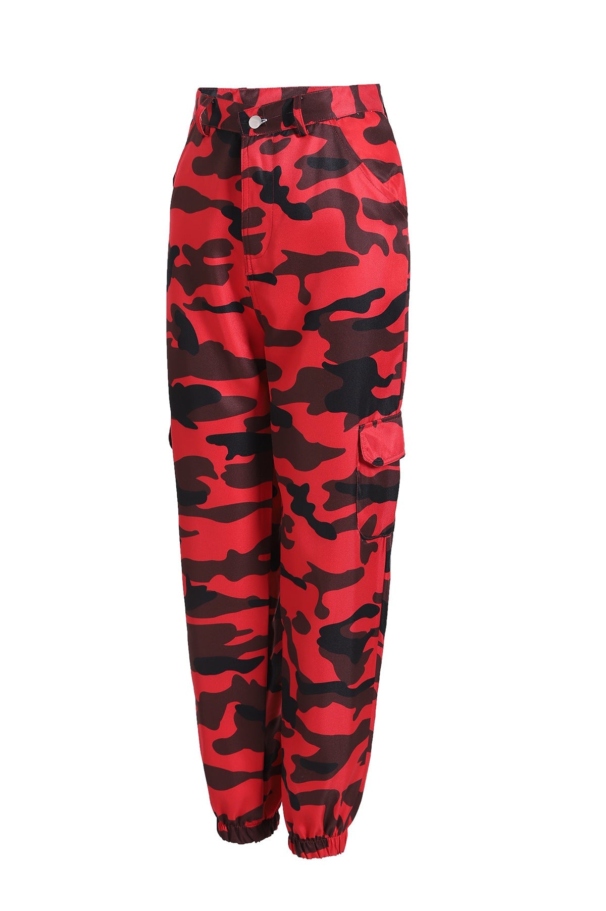 Women's Camouflage Cargo Pants with Elastic Waistband and Practical Pockets
