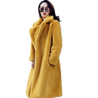 Women's Elegant and Voluminous Faux Fur Coat with Wide Collar