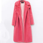 Women's Elegant and Voluminous Faux Fur Coat with Wide Collar