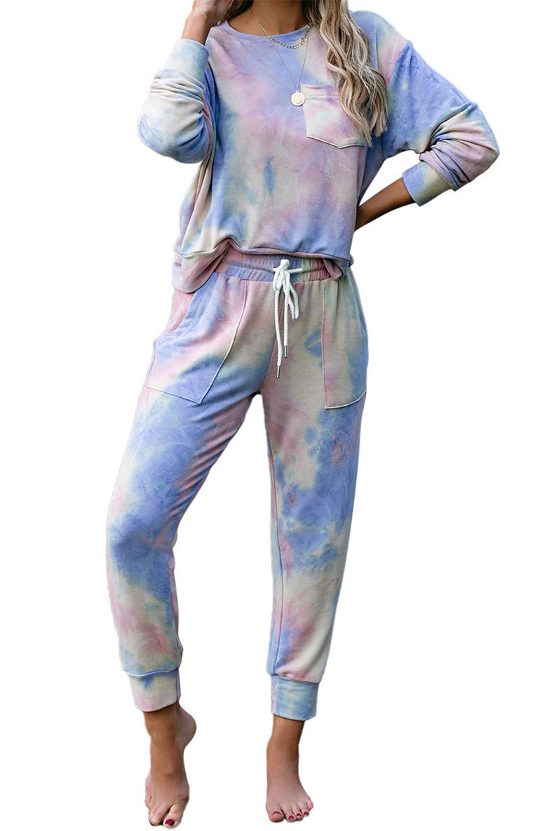 Women's Comfortable Leisure Suit in Stylish Tie-Dye Design