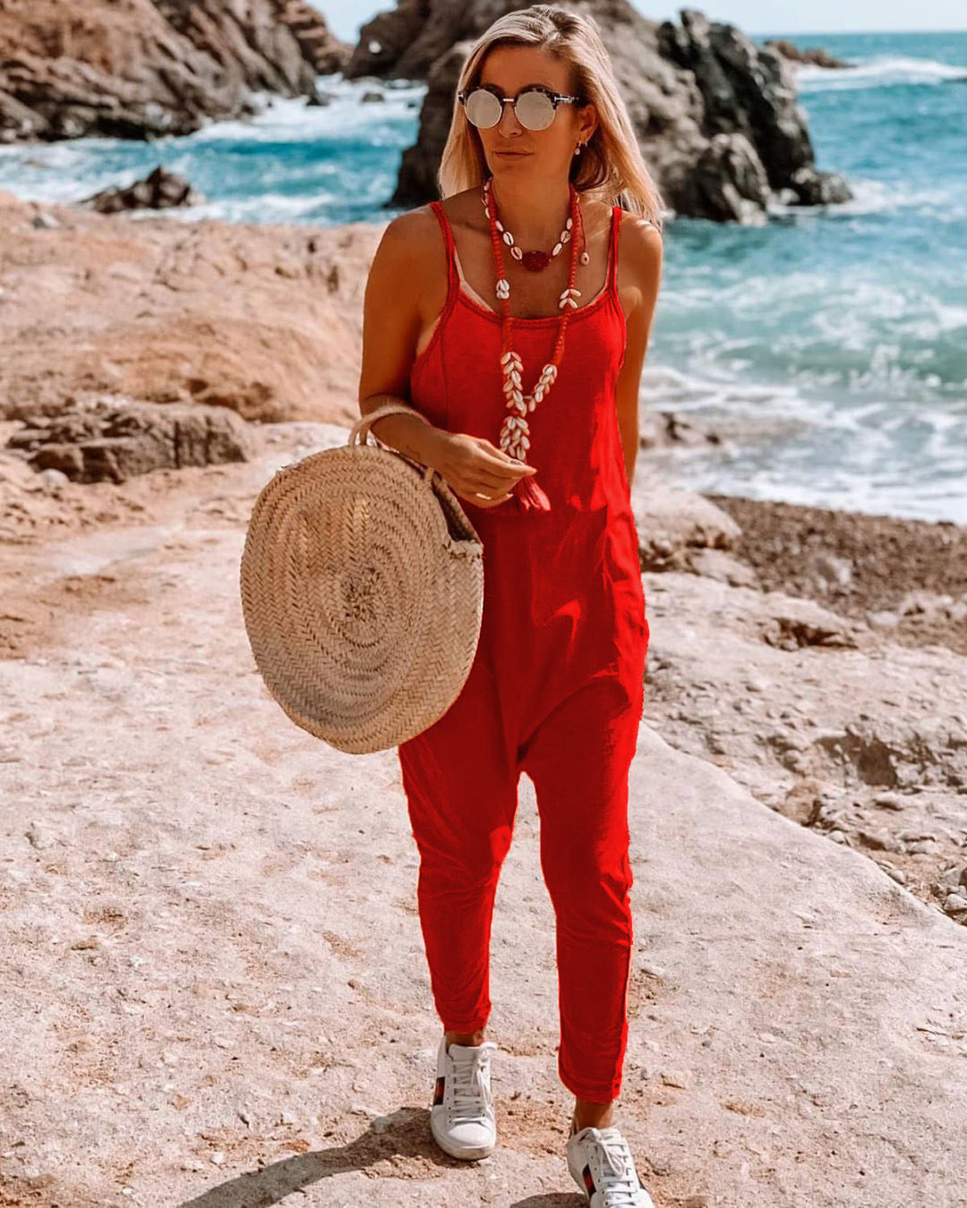 Casual Women's Jumpsuit with Elegant Bodice and Pockets