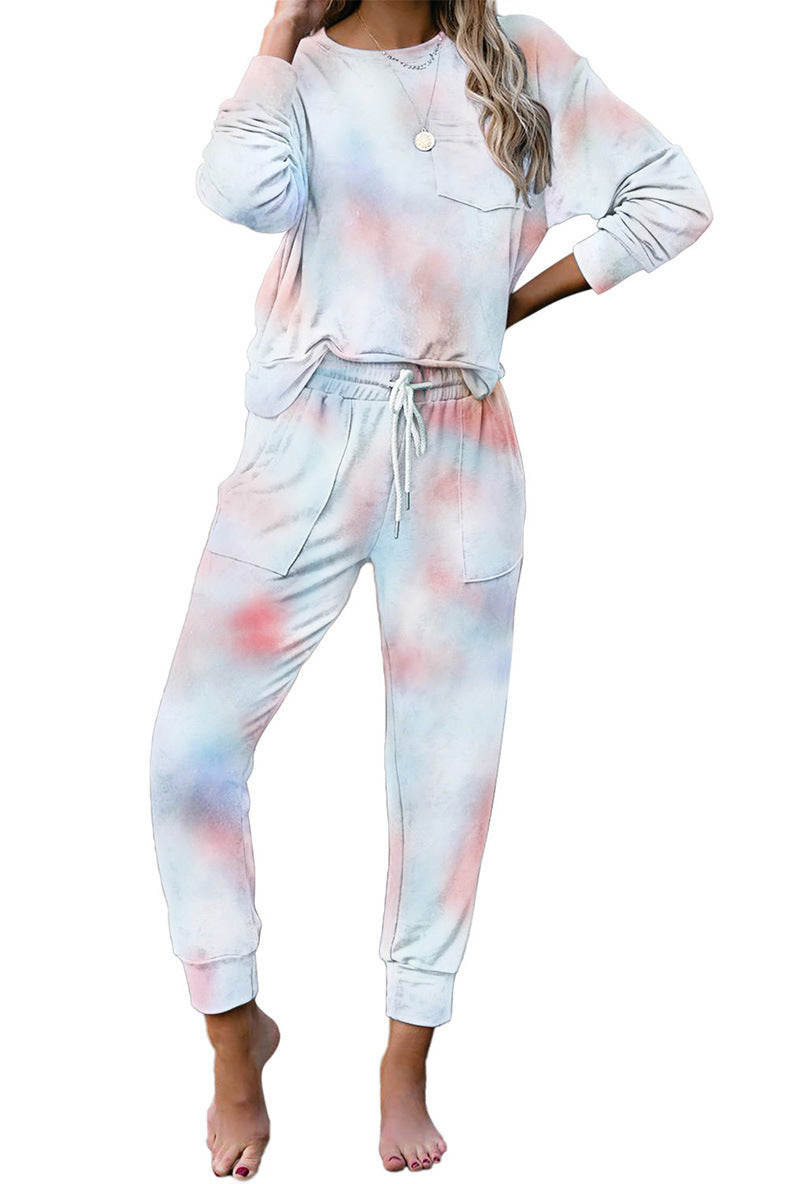 Women's Comfortable Leisure Suit in Stylish Tie-Dye Design