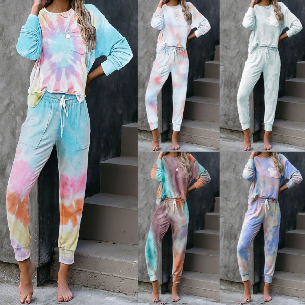 Women's Comfortable Leisure Suit in Stylish Tie-Dye Design