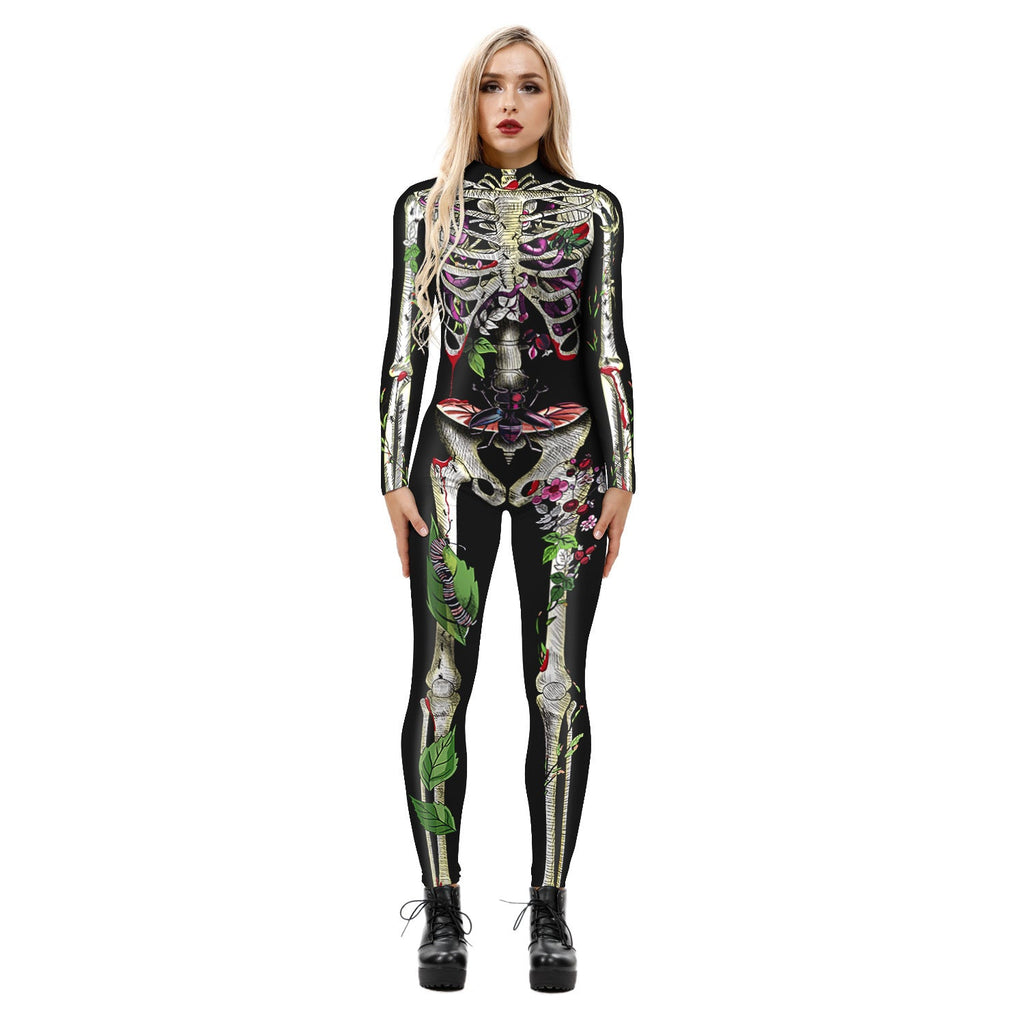 Women's Skeleton Print Full-Body Suit