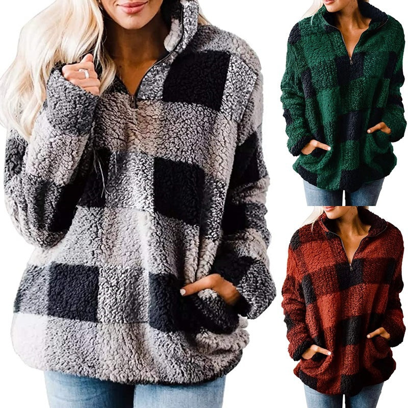 Women's Cozy Fleece Pullover with High Collar