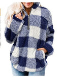 Women's Fleece Pullover with Plaid Pattern