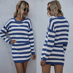 Women's Striped Sweater and Skirt Set
