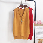 Women's Sleeveless V-Neck Fine Knit Top