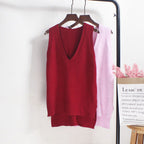 Women's Sleeveless V-Neck Fine Knit Top
