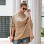 Women's Cape Sweater with Textured Design and Wide Cut