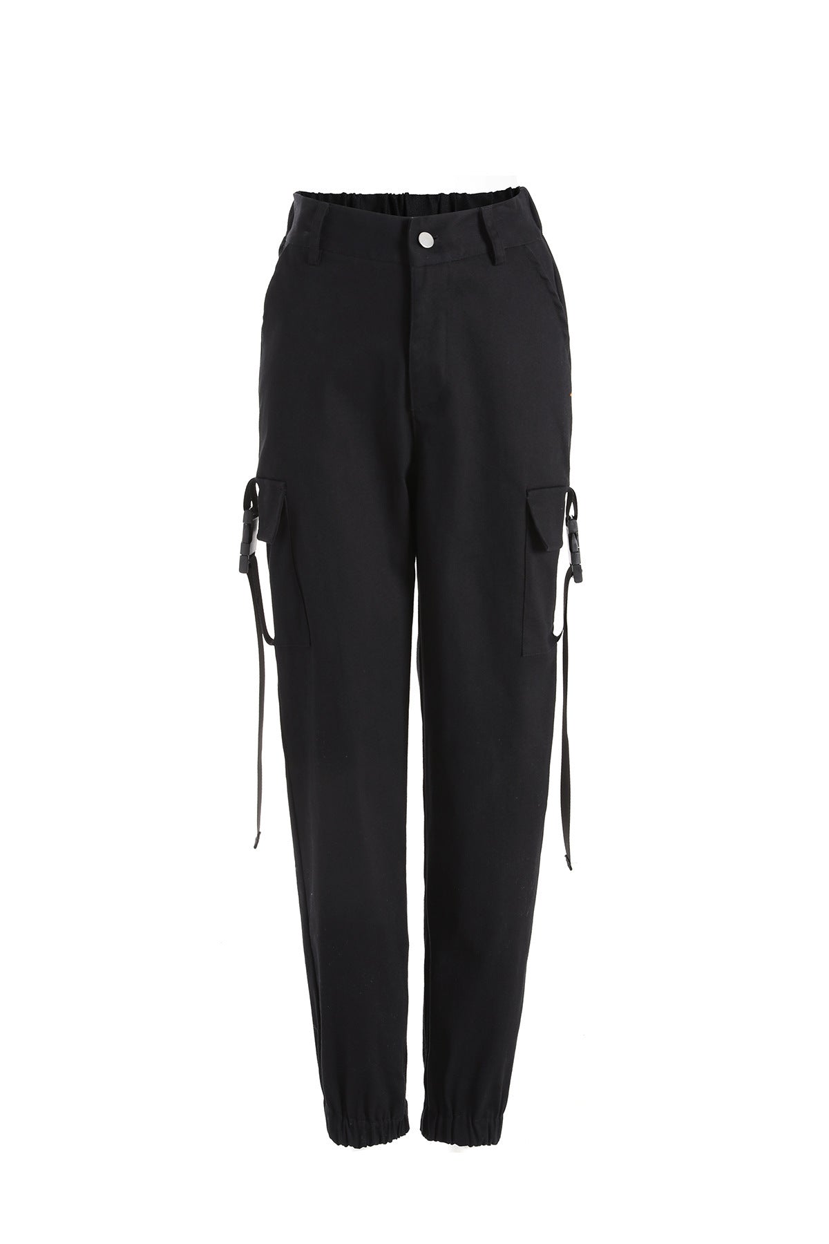 Women's Cargo Pants with Elastic Waist and Practical Side Pockets