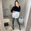 Women's Cropped Hoodie with Blouse Detail
