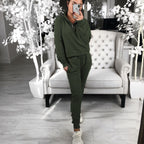 Women's Leisure Suit with Zipper and Elastic Waistband