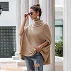Women's Cape Sweater with Textured Design and Wide Cut