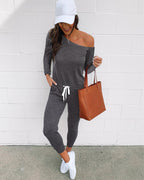 Women's Casual One-Shoulder Jumpsuit with Elastic Waist