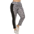 Women's Fitted Animal Print Leggings with Contrast Side Stripes