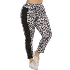 Women's Fitted Animal Print Leggings with Contrast Side Stripes