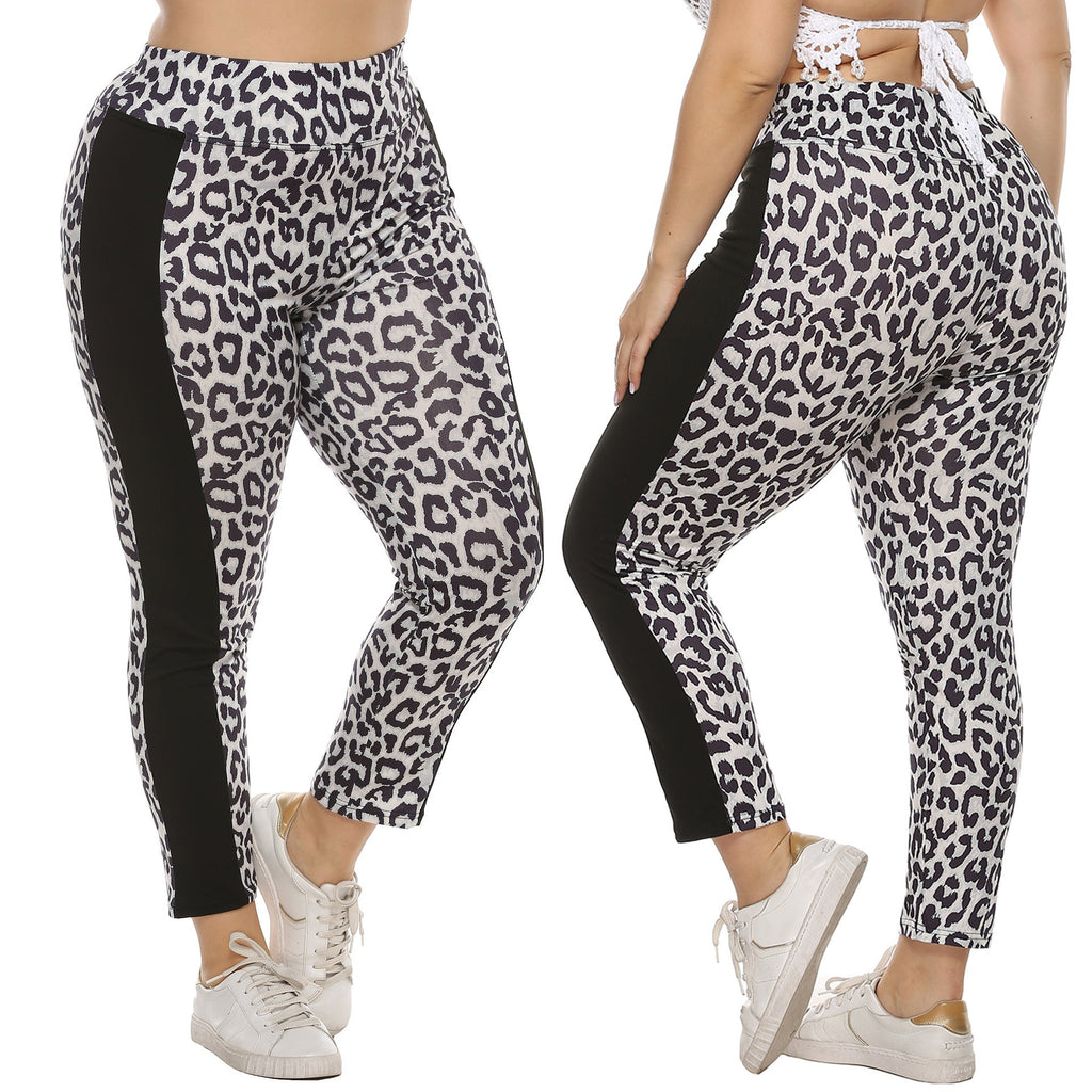 Women's Fitted Animal Print Leggings with Contrast Side Stripes