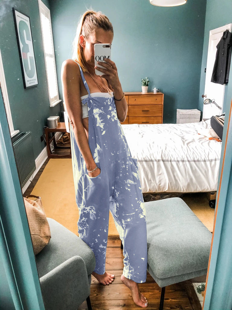 Women's Casual Urban Tie-Dye Overalls