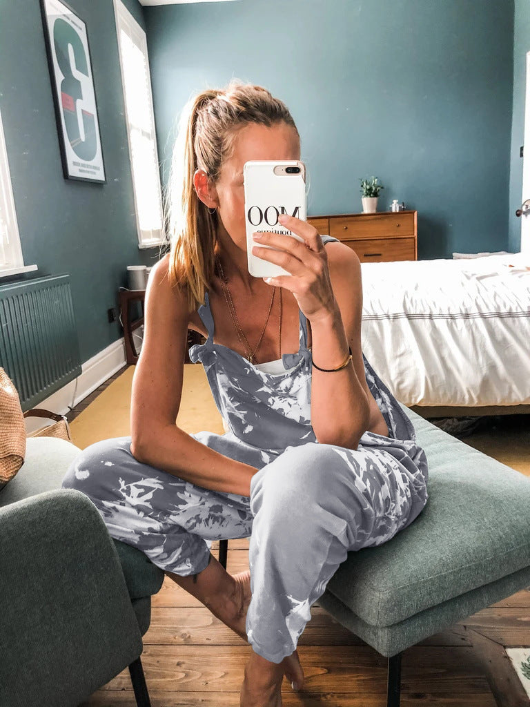 Women's Casual Urban Tie-Dye Overalls