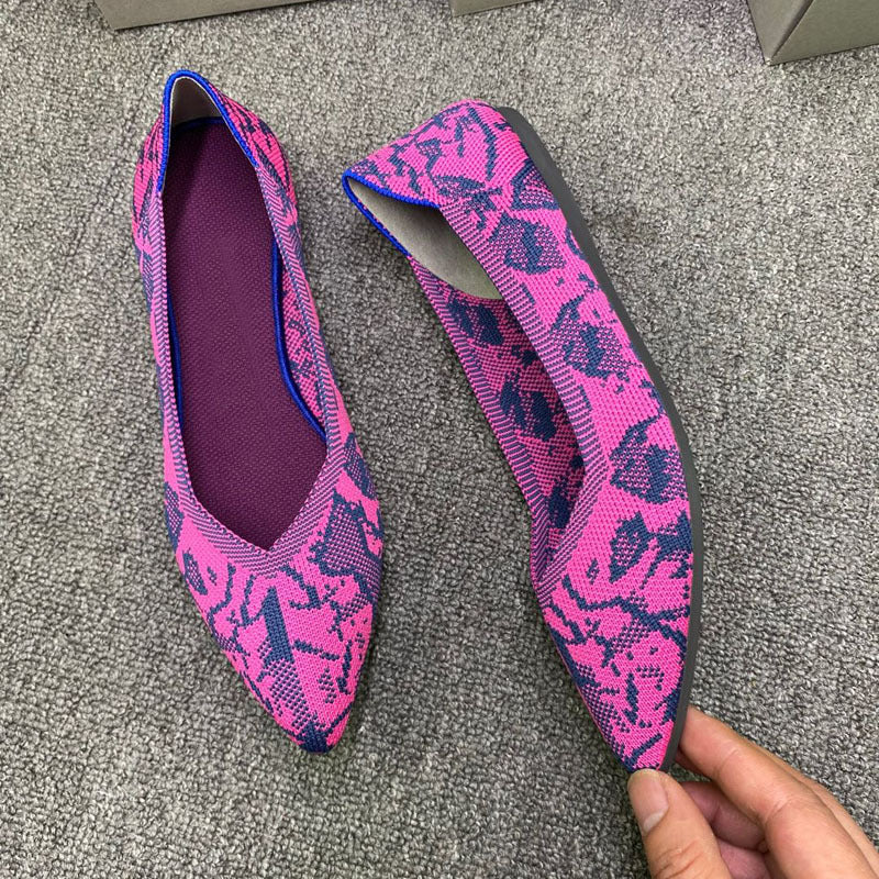 Women's Ballet Flats with Eye-Catching Snake Print